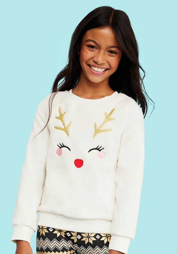 Reindeer Teddy Sweatshirt Cream