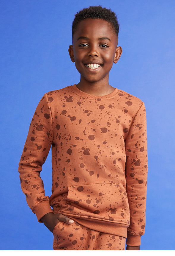 Splatter Kanga Crewneck Sweatshirt Brown