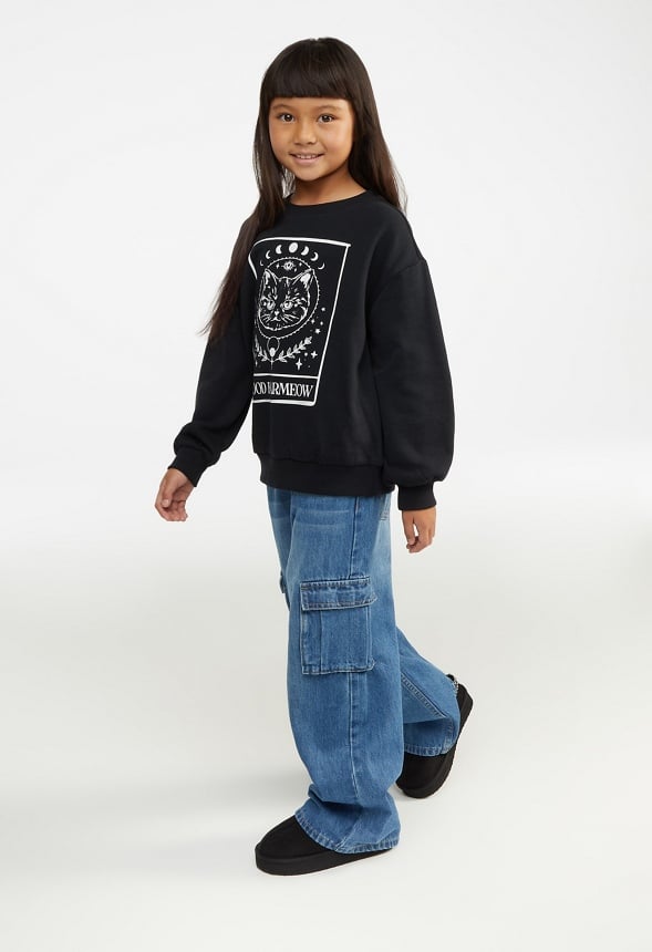 Drop Shoulder Crew Sweatshirt Black