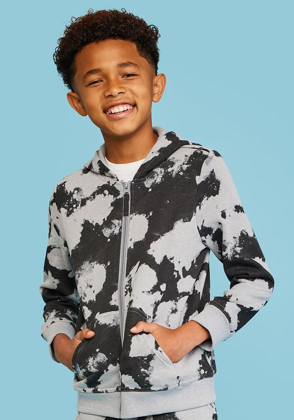 Tie Dye Zip Up Hoodie Grey