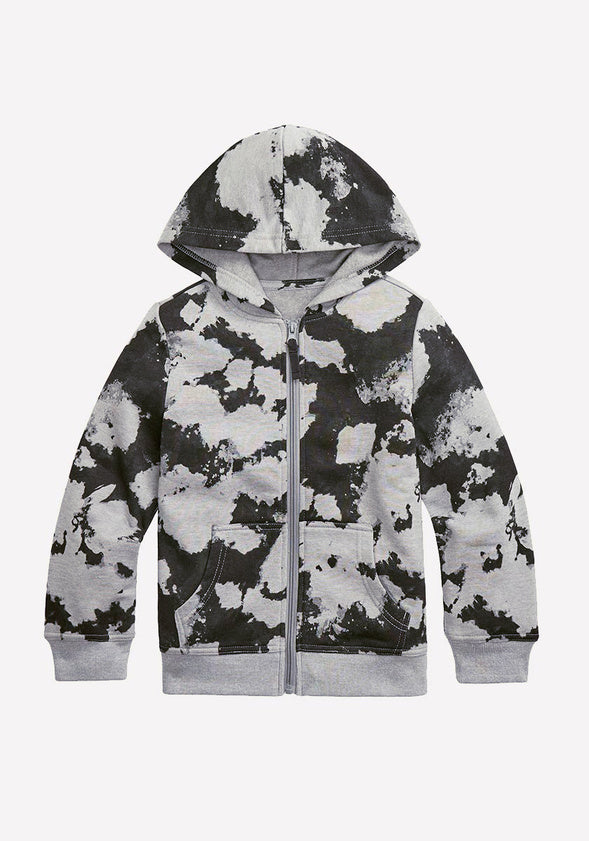 Tie Dye Zip Up Hoodie Grey