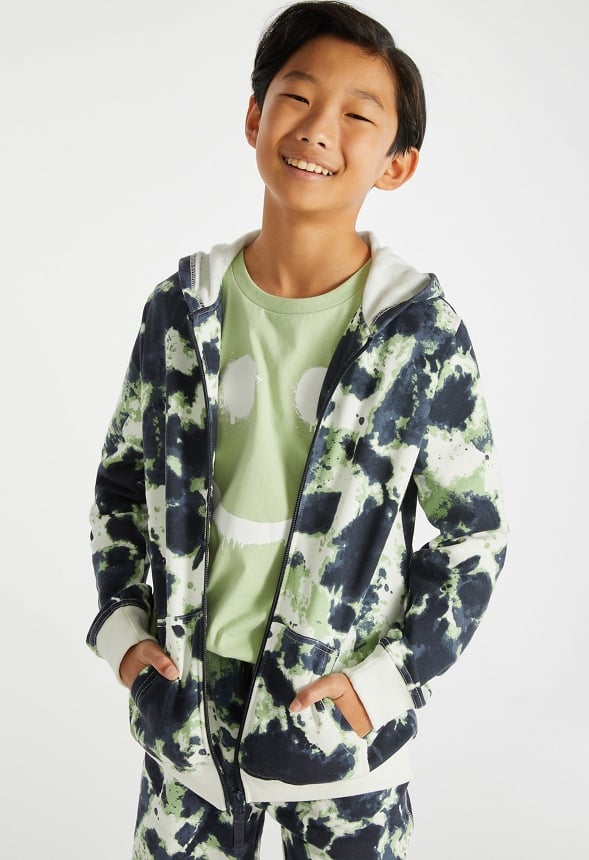 Tie Dye Zip Up Hooded Sweatshirt Tie Dye