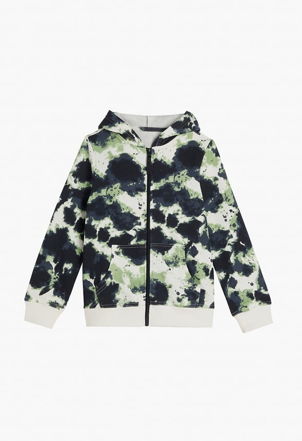Tie Dye Zip Up Hooded Sweatshirt Tie Dye