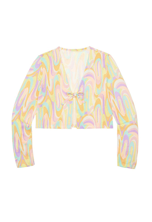 Rainbow Swirl Tie Front Cardigan Multi