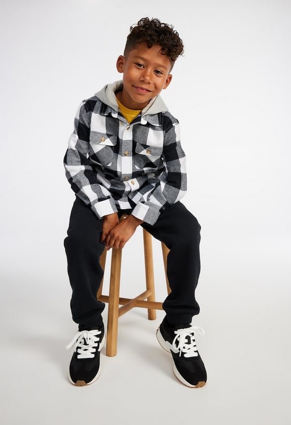 Flannel Fleece Hood Black
