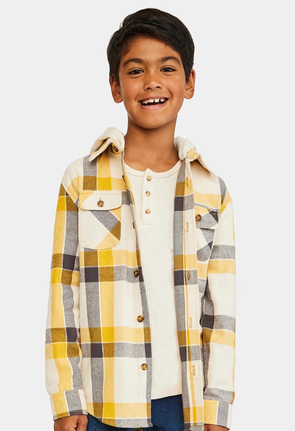 Plaid Hooded Shirt Gold Plaid