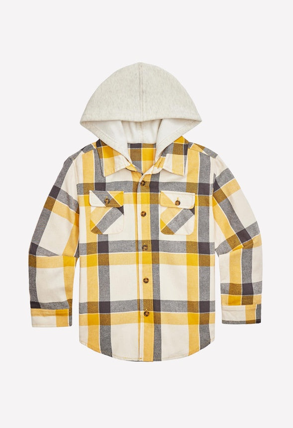 Plaid Hooded Shirt Gold Plaid