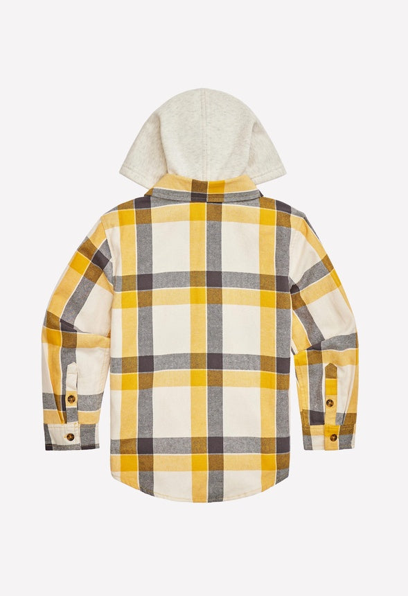 Plaid Hooded Shirt Gold Plaid