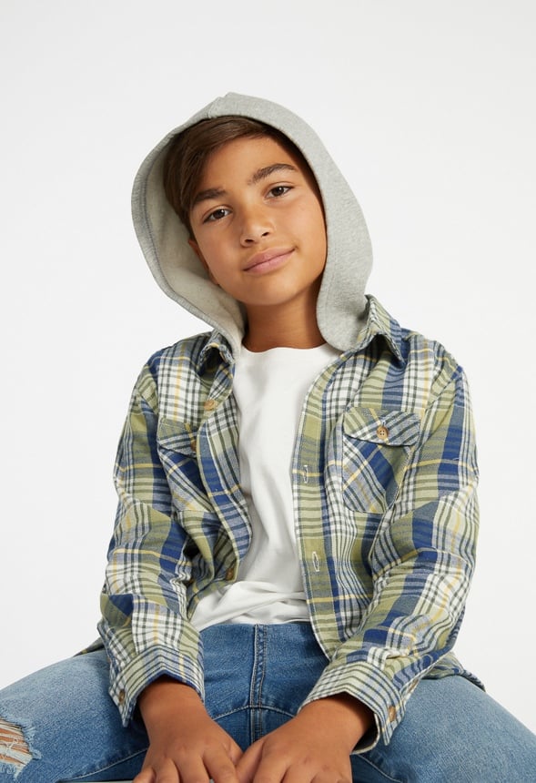 Flannel Fleece Hood Green