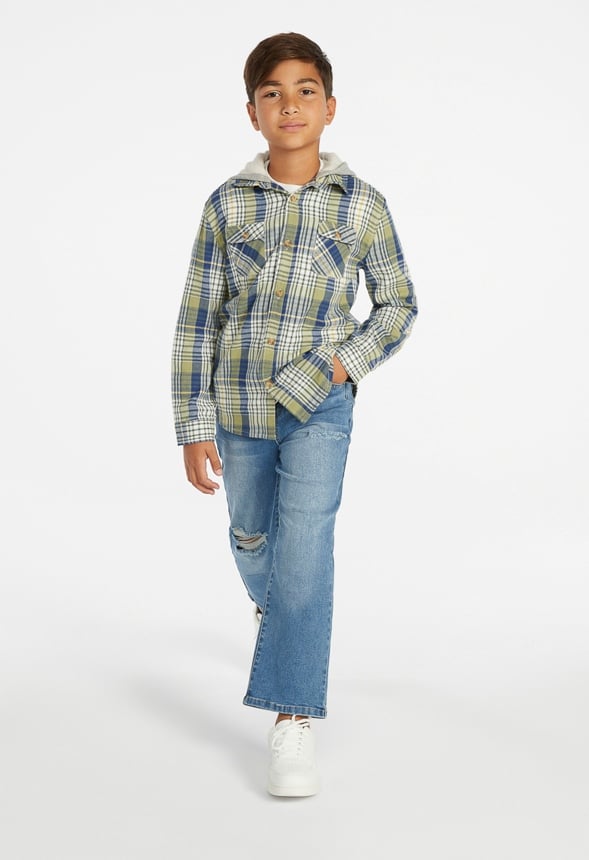 Flannel Fleece Hood Green