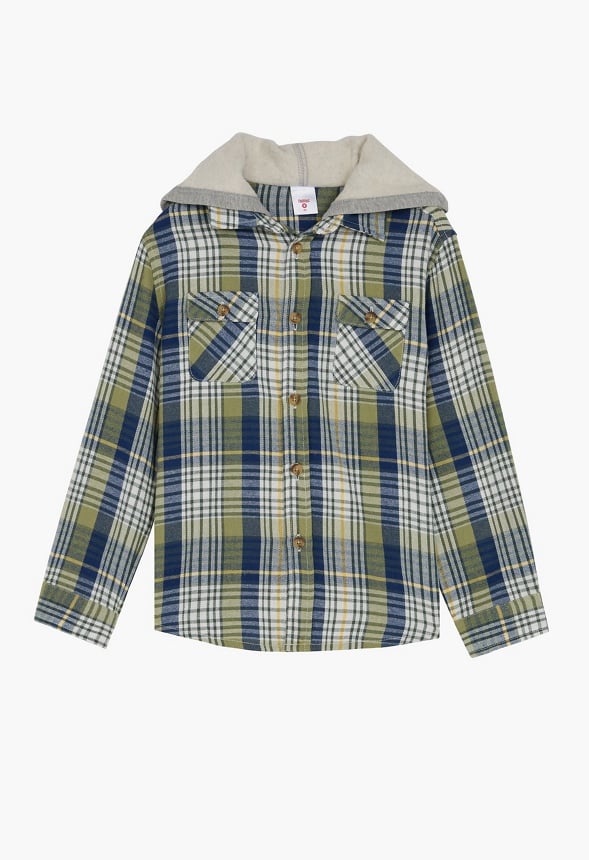 Flannel Fleece Hood Green