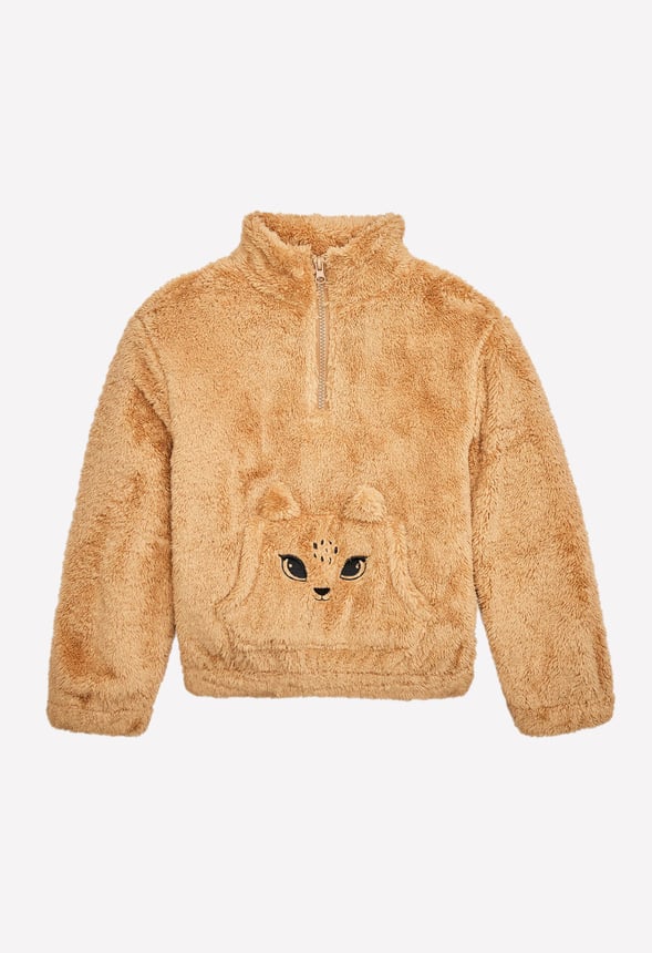 Cozy Deer Quarter Zip Pull Over Brown