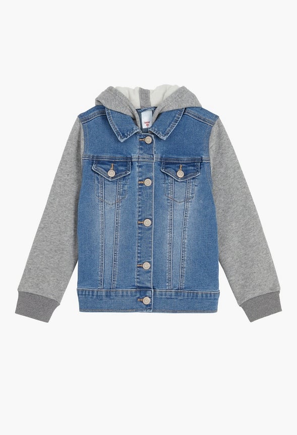 Fleece Sleeve Denim Jacket Blue