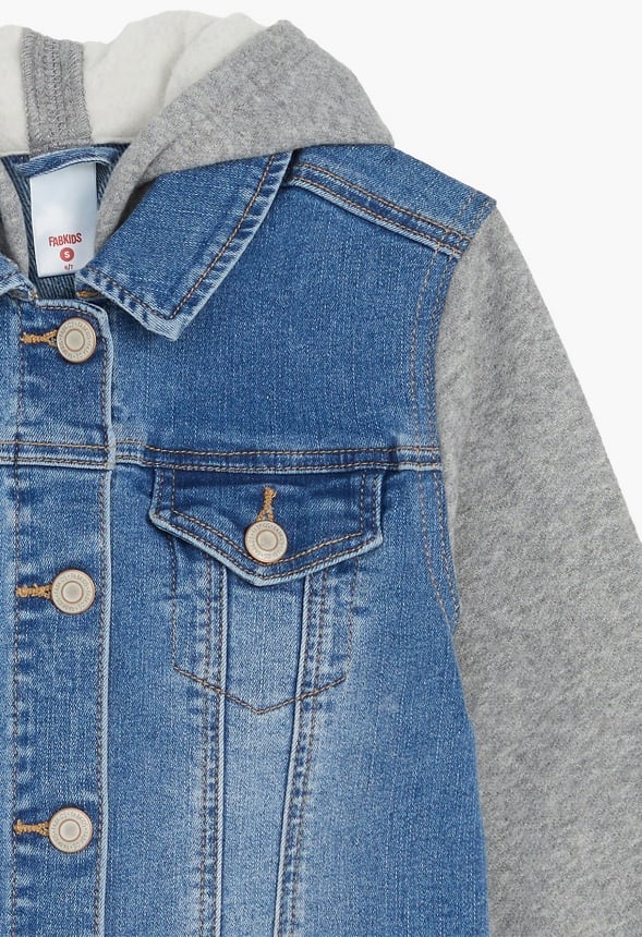 Fleece Sleeve Denim Jacket Blue