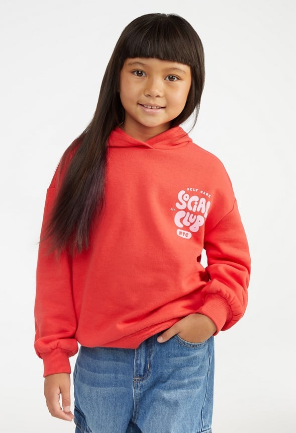 Drop Shoulder Hoodie Red
