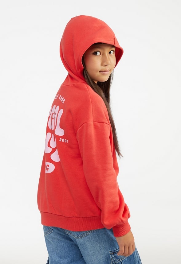 Drop Shoulder Hoodie Red