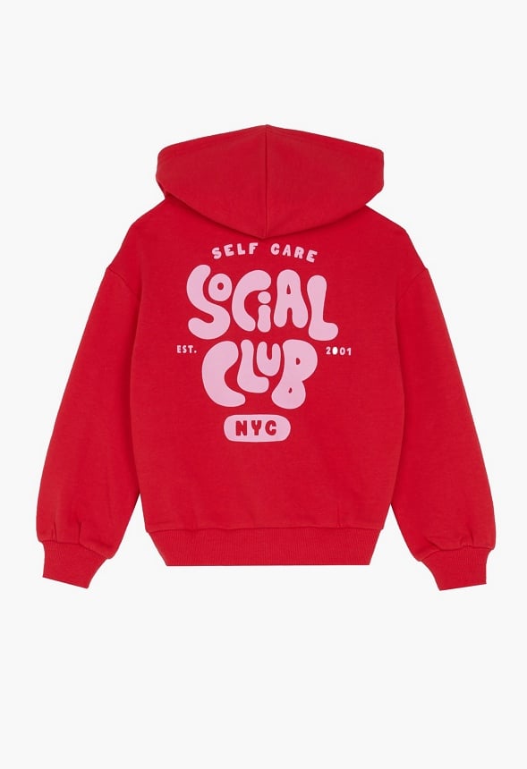 Drop Shoulder Hoodie Red