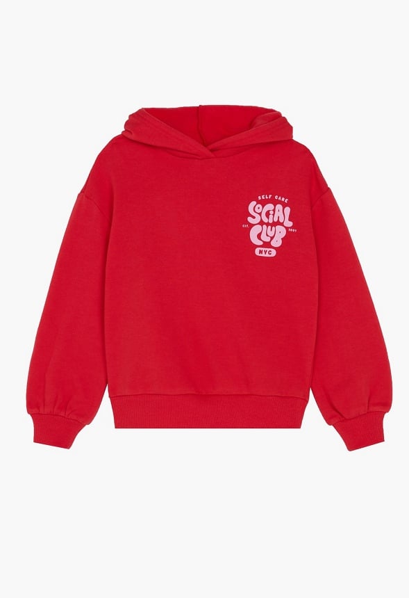 Drop Shoulder Hoodie Red