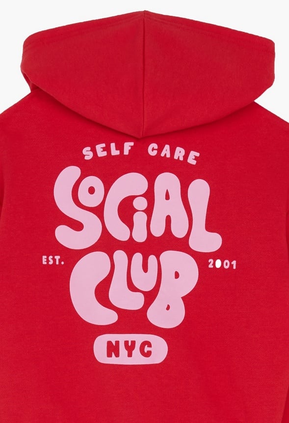 Drop Shoulder Hoodie Red