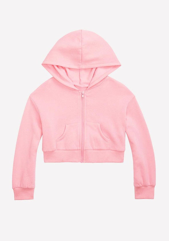 Cropped Zip Up Hoodie Pink