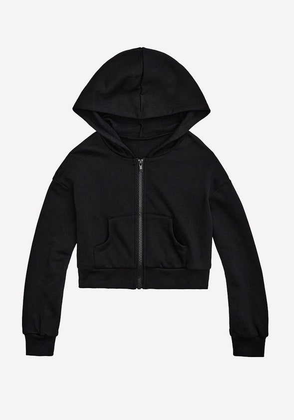 Cropped Zip Up Hoodie Black