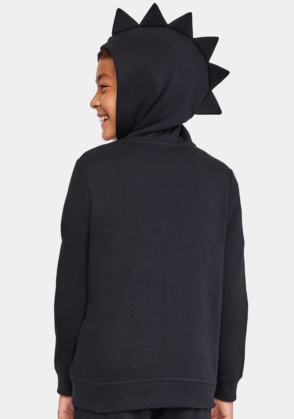 Dinosaur Zip Up Hooded Sweatshirt Black