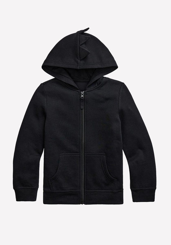 Dinosaur Zip Up Hooded Sweatshirt Black