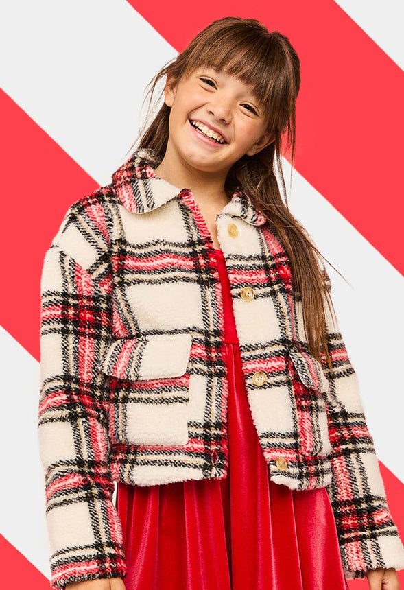 Plaid Cropped Sherpa Jacket Plaid