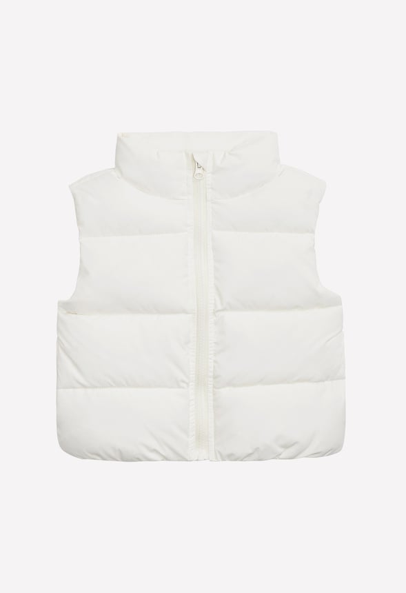 Cropped Puffer Vest White