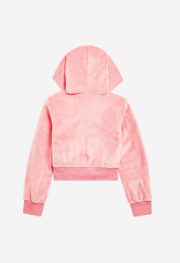 Velour Zip Up Hoodie Pink