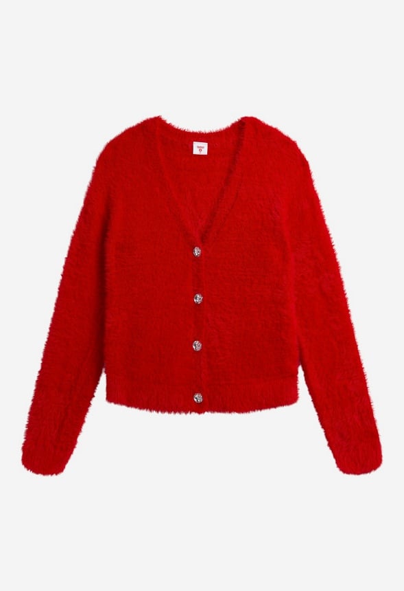 Cropped Cardigan Red