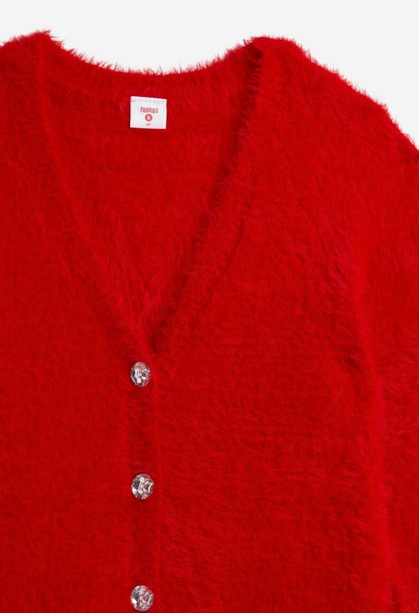 Cropped Cardigan Red