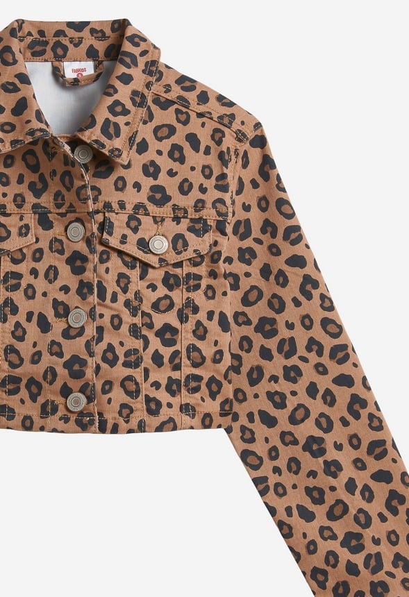 Cheetah Cropped Denim Jacket Cheetah