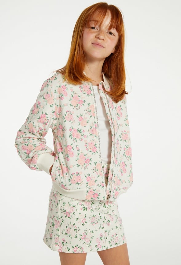 Floral Bomber Jacket White