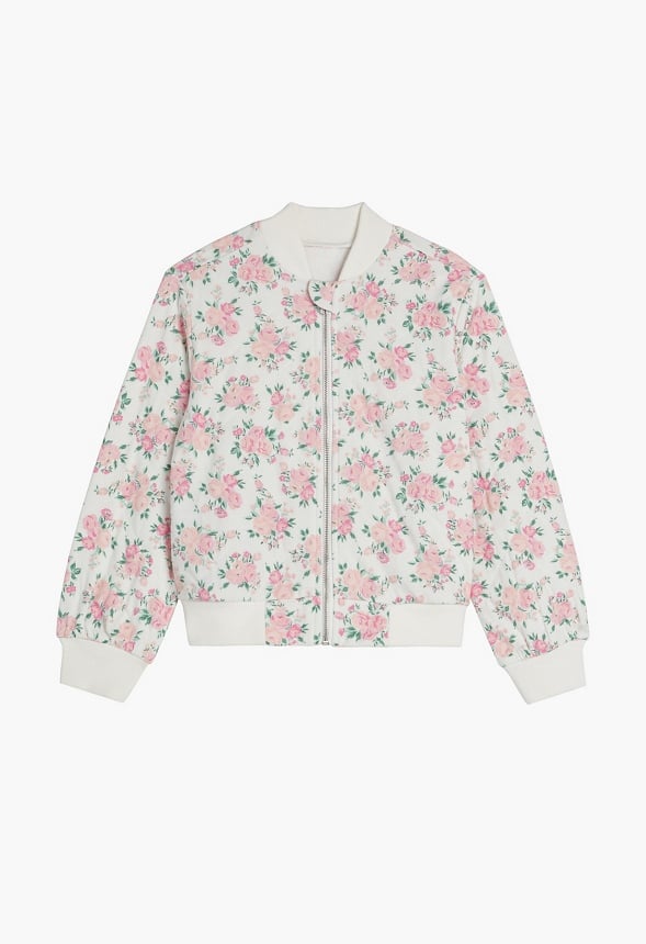 Floral Bomber Jacket White