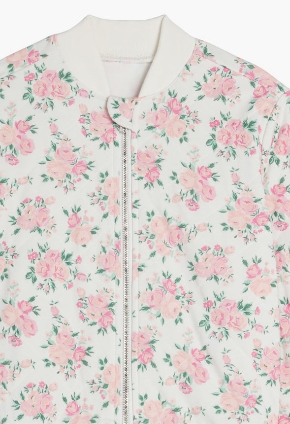 Floral Bomber Jacket White