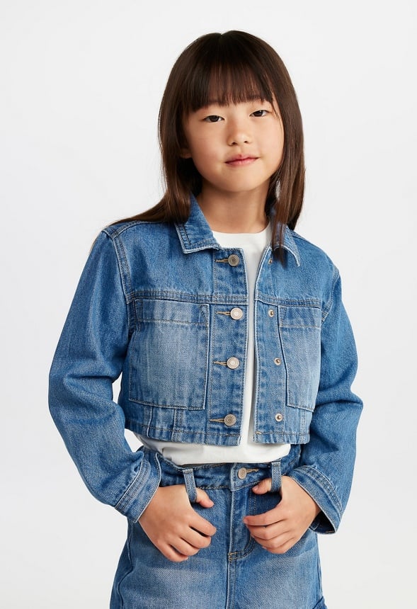 Cropped Oversized Trucker Blue