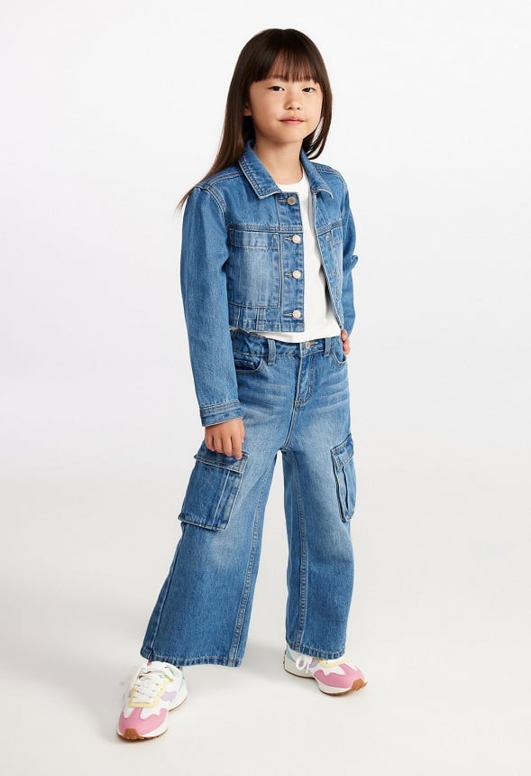 Cropped Oversized Trucker Blue