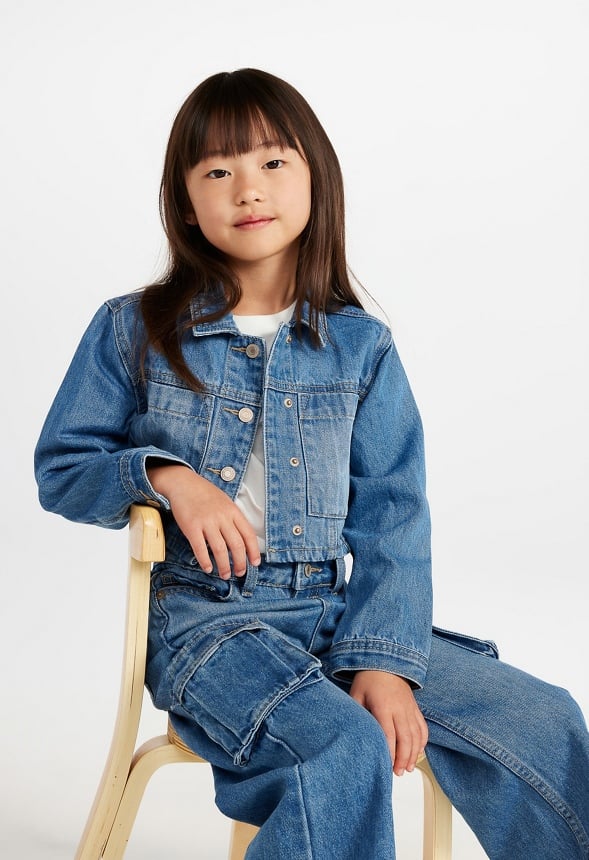 Cropped Oversized Trucker Blue