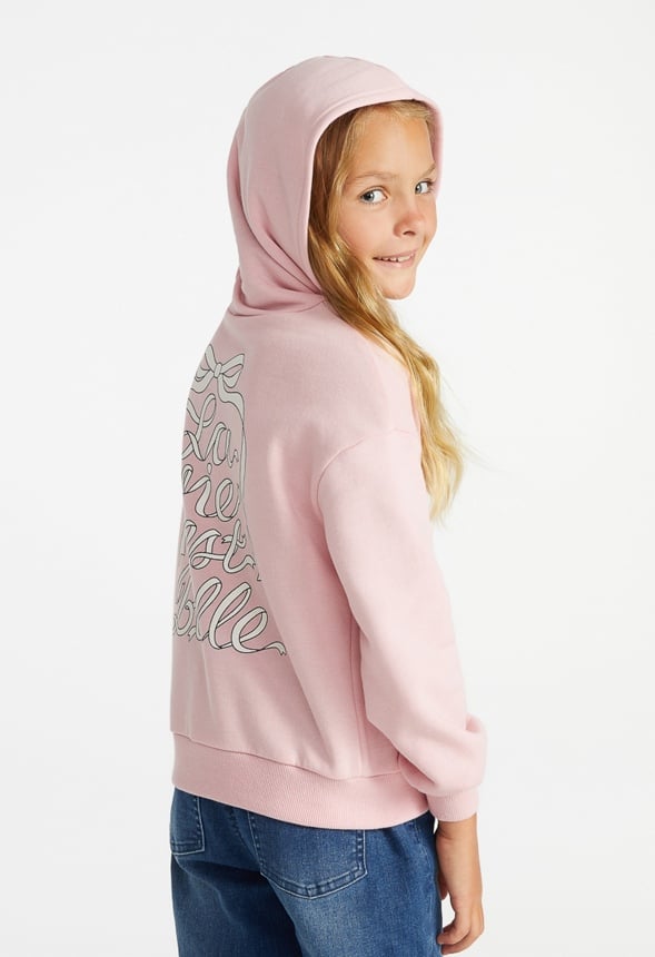 Drop Shoulder Kanga Hoodie Pink
