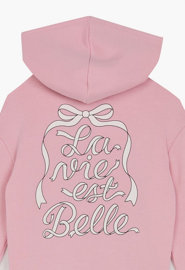 Drop Shoulder Kanga Hoodie Pink