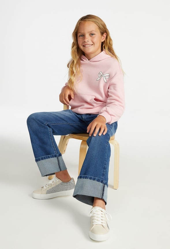 Drop Shoulder Kanga Hoodie Pink