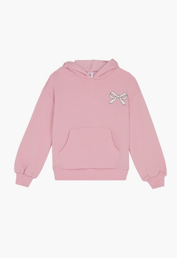 Drop Shoulder Kanga Hoodie Pink