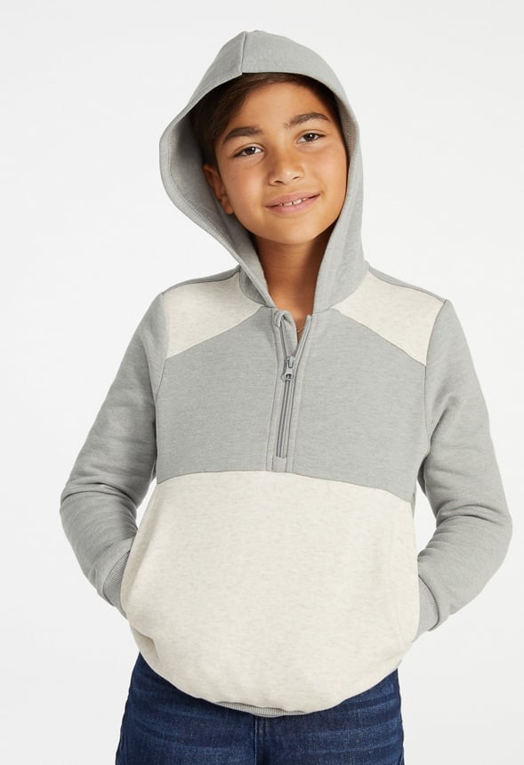 Half Zip Oversized Hoodie Grey
