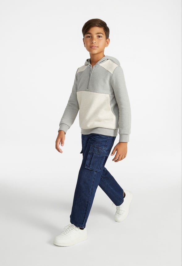 Half Zip Oversized Hoodie Grey