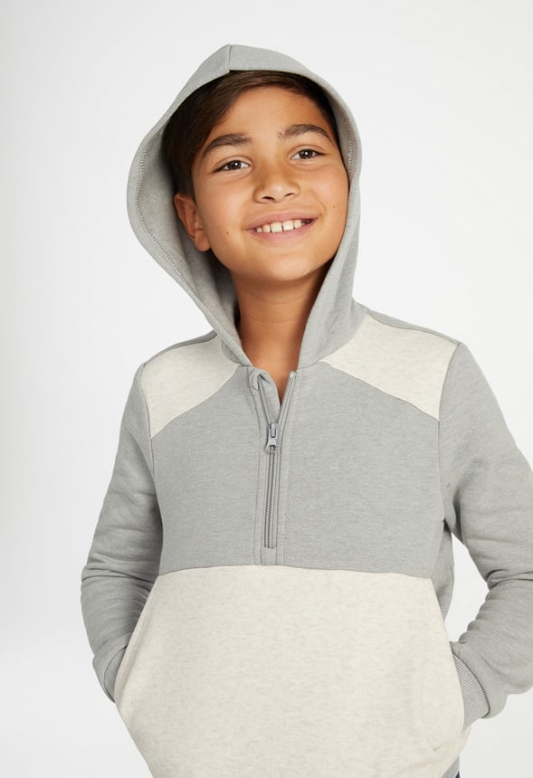 Half Zip Oversized Hoodie Grey