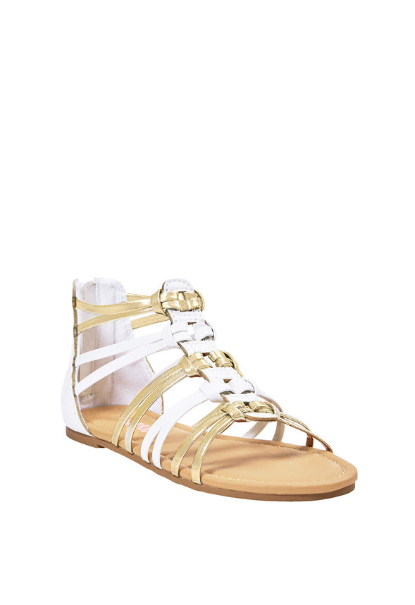 Double Loop Gladiator Sandal White