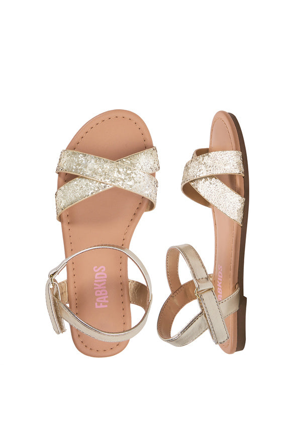 Glitter Cross Strap Sandal Gold