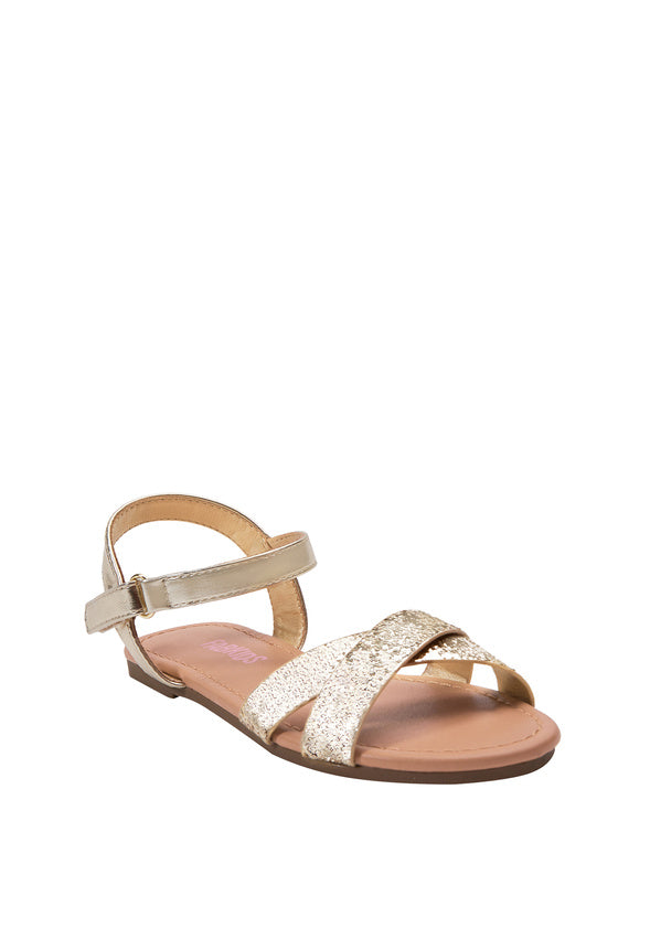 Glitter Cross Strap Sandal Gold