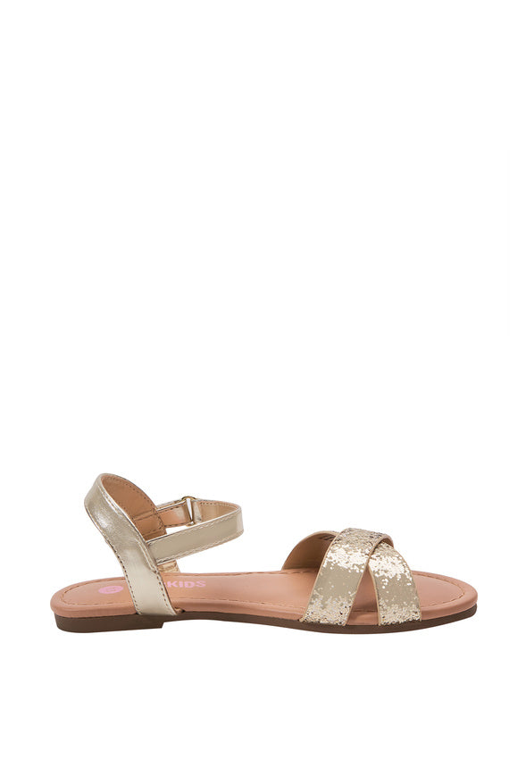 Glitter Cross Strap Sandal Gold